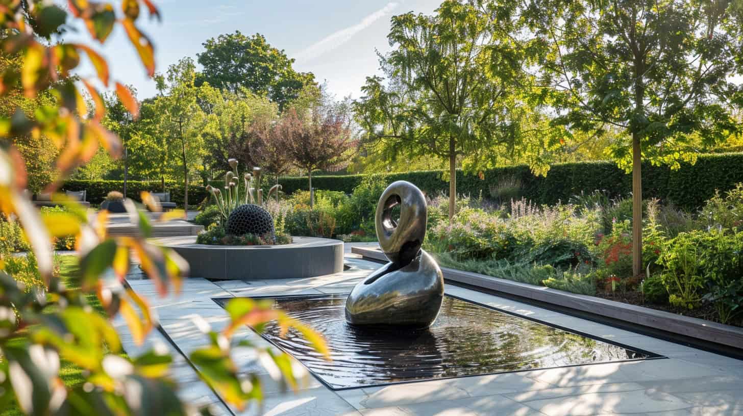 garden design ideas with a garden sculpture and water feature